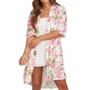Show Me Your MuMu Pink Floral Duster Kimono Cardigan